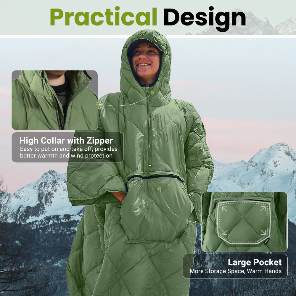 Atepa Murano Camping Poncho - Green - Image 4