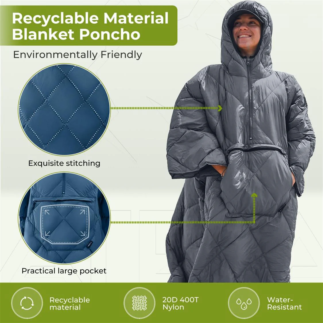 Atepa Murano Camping Poncho - Blue - Image 5