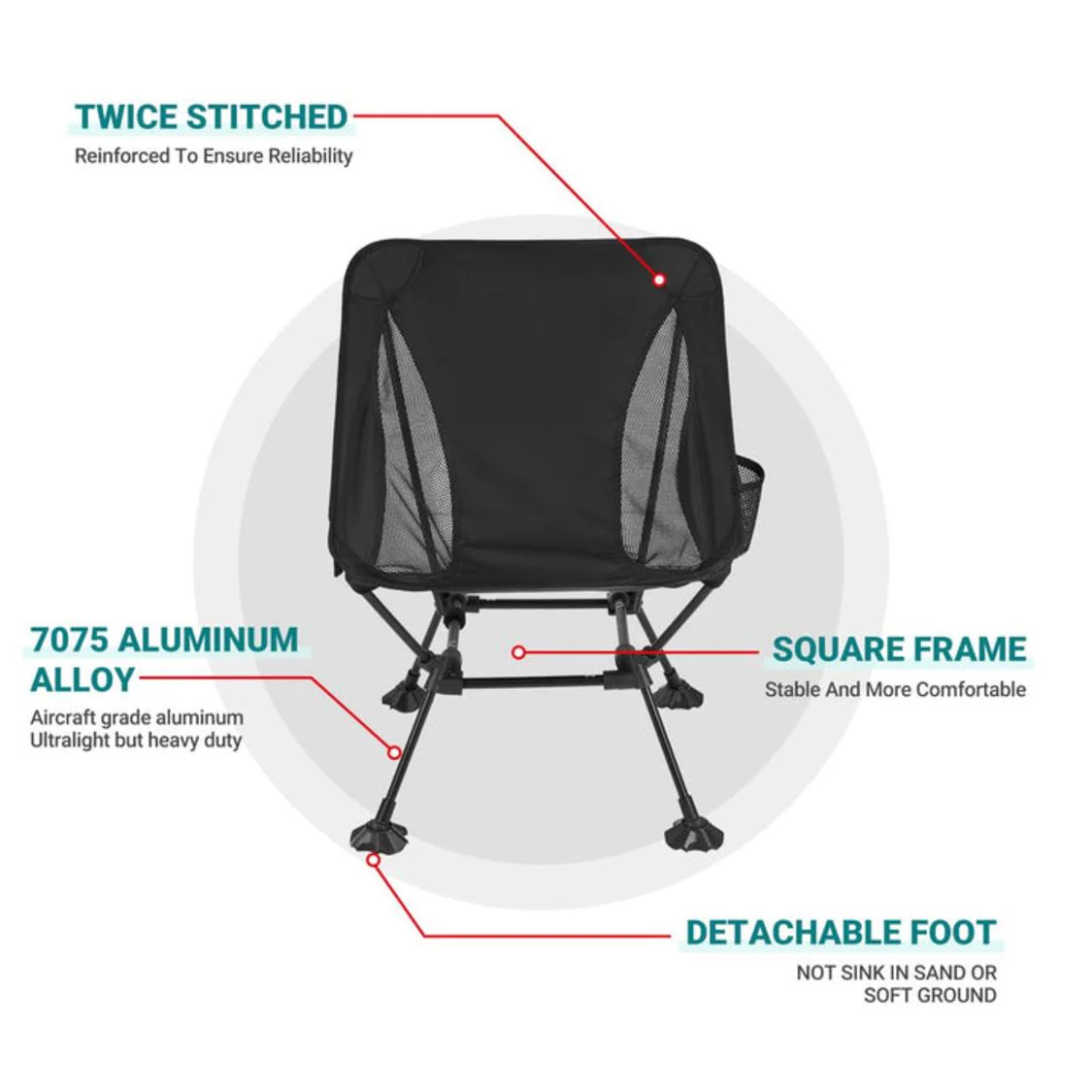 ATEPA Ultralight Square Low Chair Folding Chair - Image 5