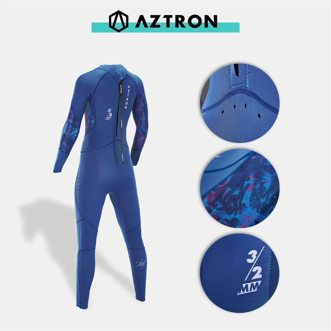 Aztron Aurora Women's 3/2mm back zip steamer - Image 3