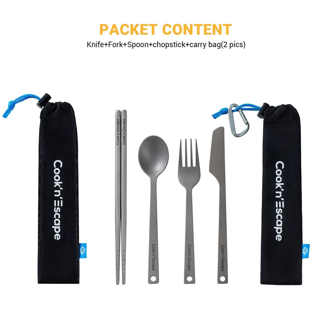 Cook'n'Escape 4-Piece Titanium Durable Cutlery Set - Image 5