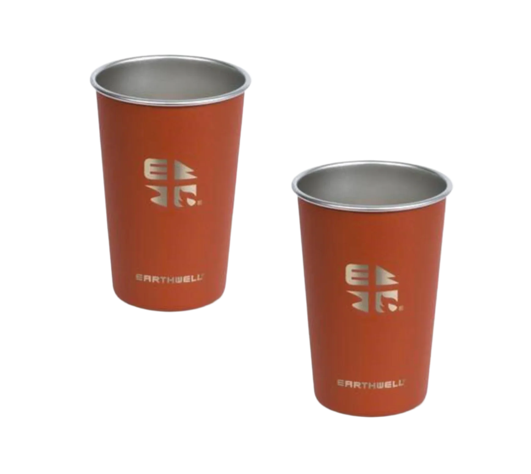 Earthwell Pint Cup 470ml - Twin Pack with Free Cup Holders - Red