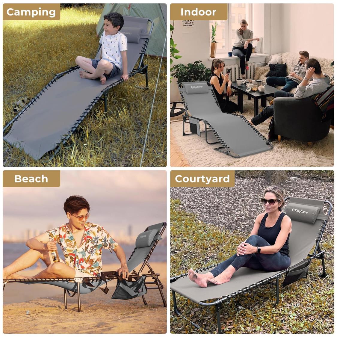 KingCamp Berlin Folding Sun Lounger - Image 6