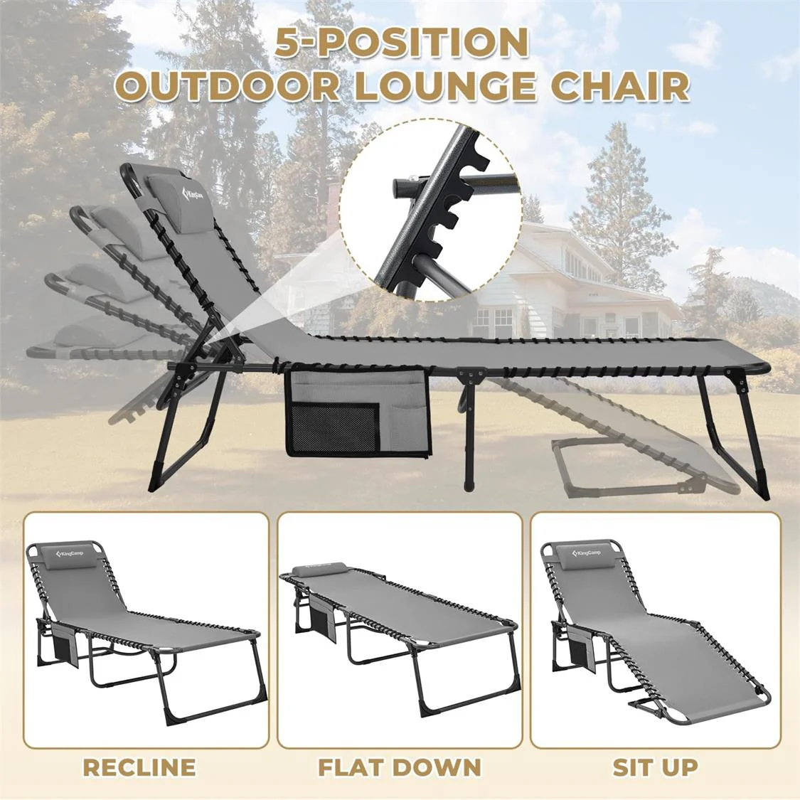 KingCamp Berlin Folding Sun Lounger - Image 7