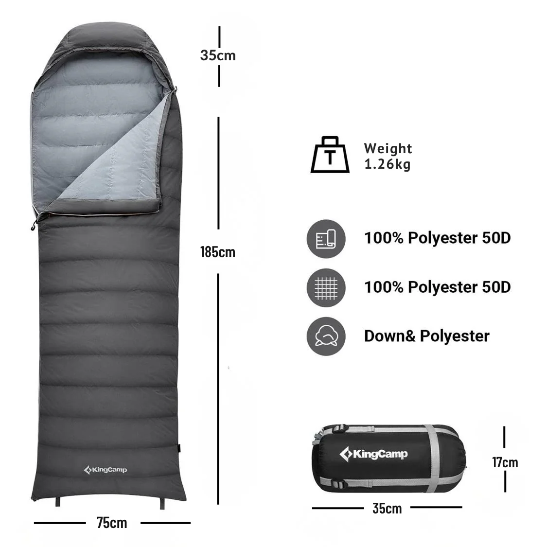KingCamp Lightweight Down Sleeping Bag - Image 7