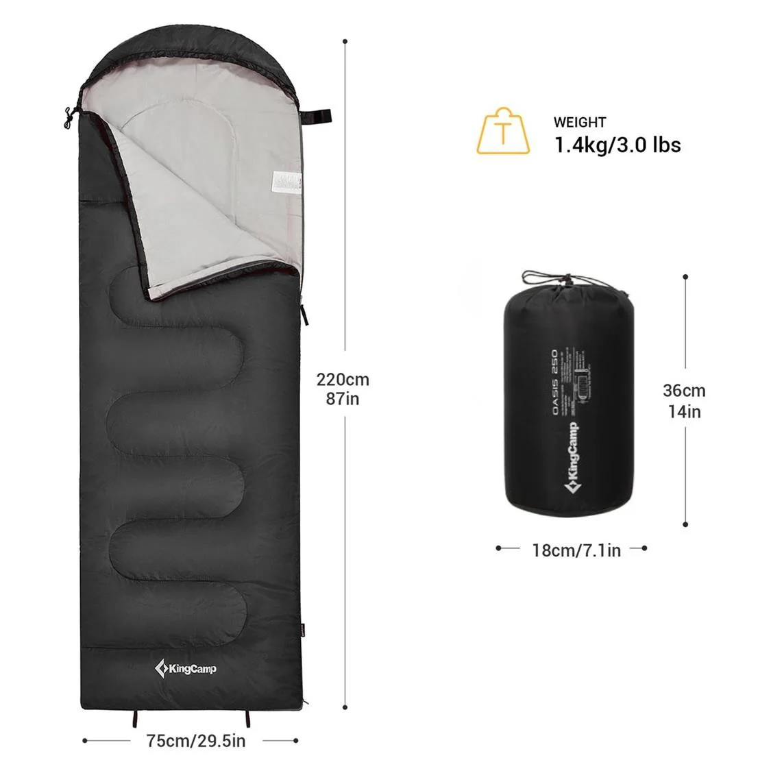 KingCamp Oasis 250 Sleeping Bag - Image 5